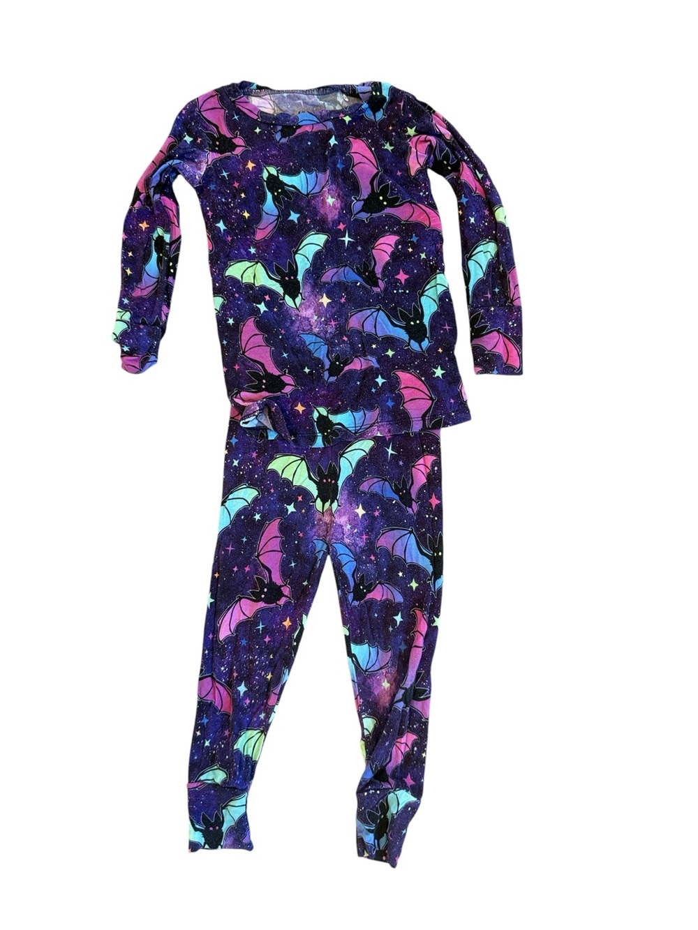Bums and Roses Kids Purple Bat Print Pajama Set - Long Sleeve & Pants